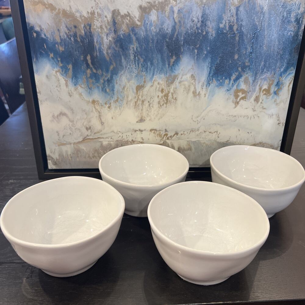 Vietri Organic Shape Stoneware 6”x3" (4) Bowls Made in Italy GOOD